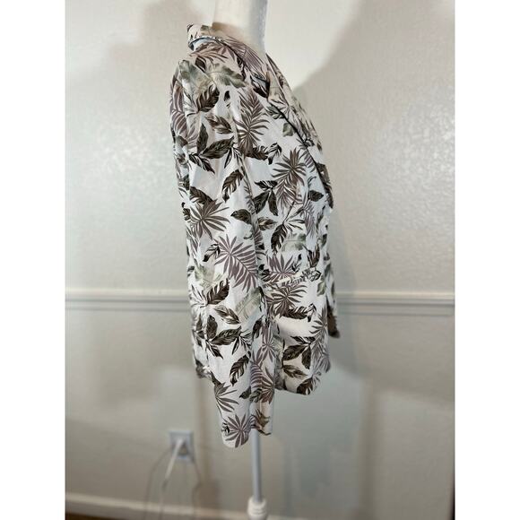 Solitaire women sz L linen blend palm leaf blazer jacket 1073 - Picture 2 of 6